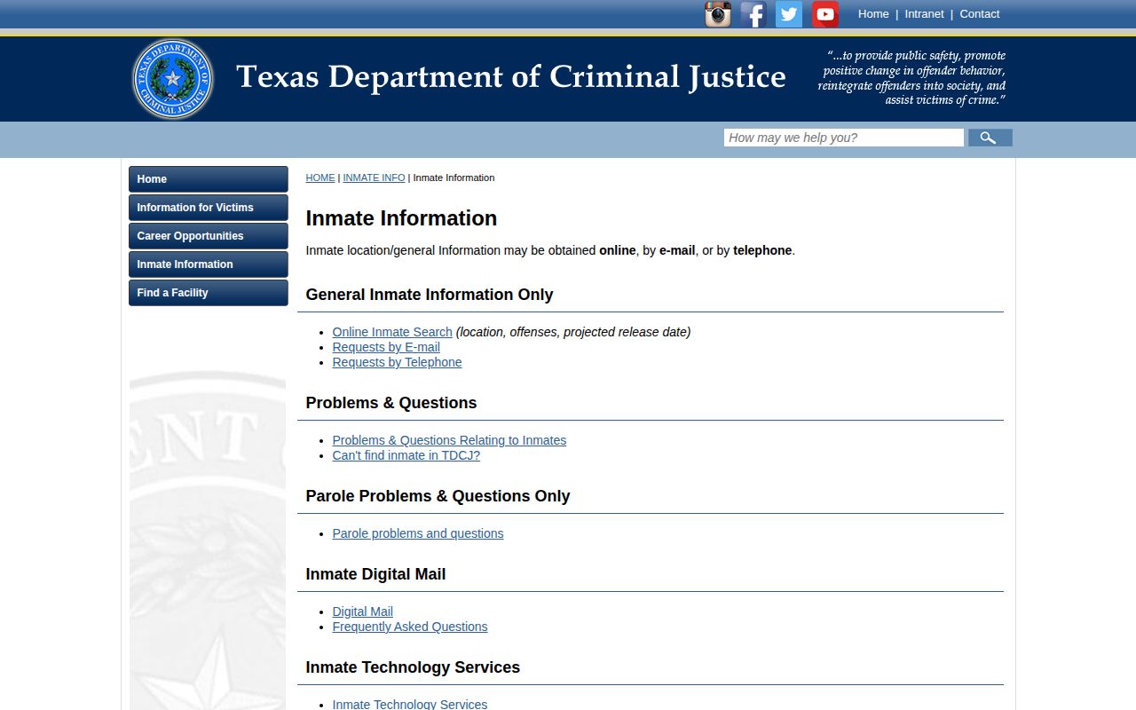 Hardeman County released inmate TDCJ photograph record routes