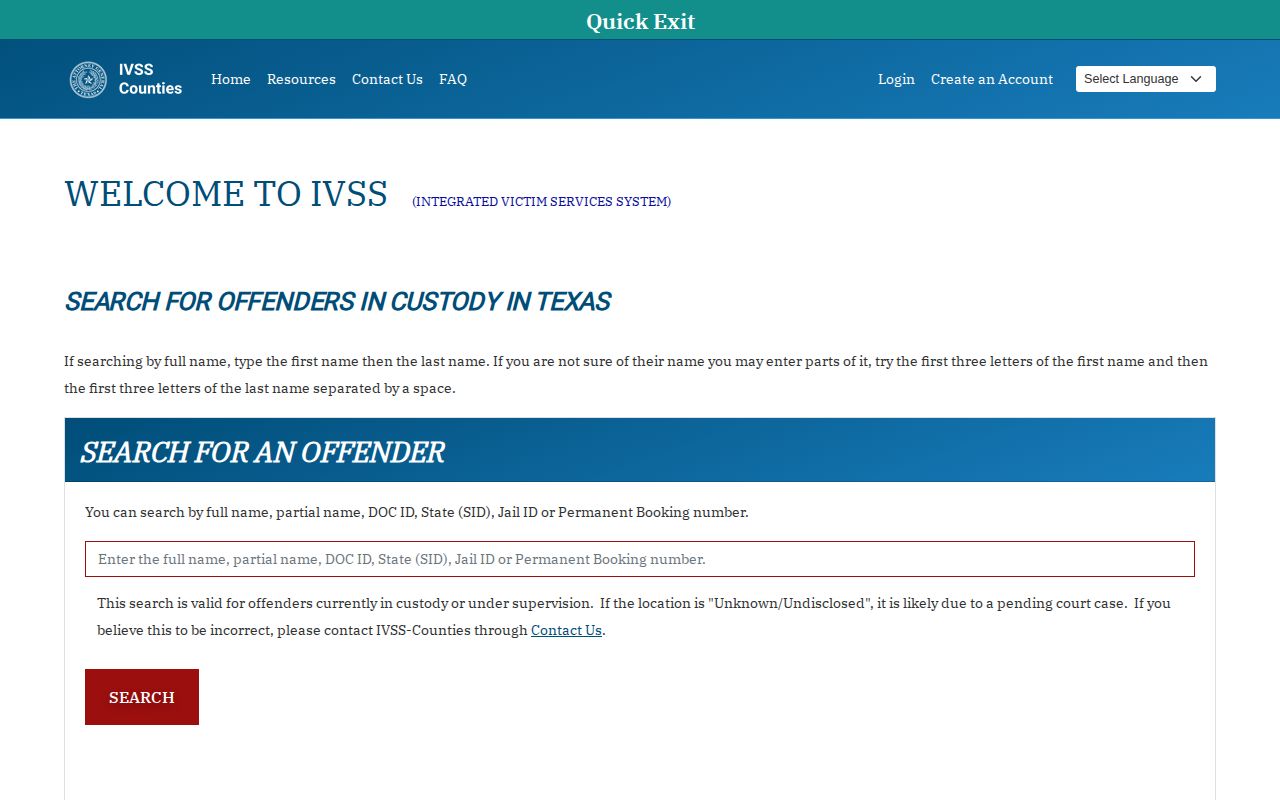 Hardeman County IVSS-Counties inmate search and release notification portal