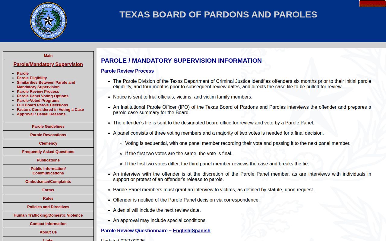 Hardeman County parole review and release supervision process